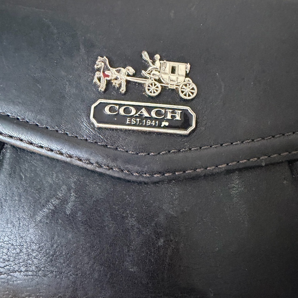 Coach Dark Leather Clutch with Silver Accent - Picture 5 of 7